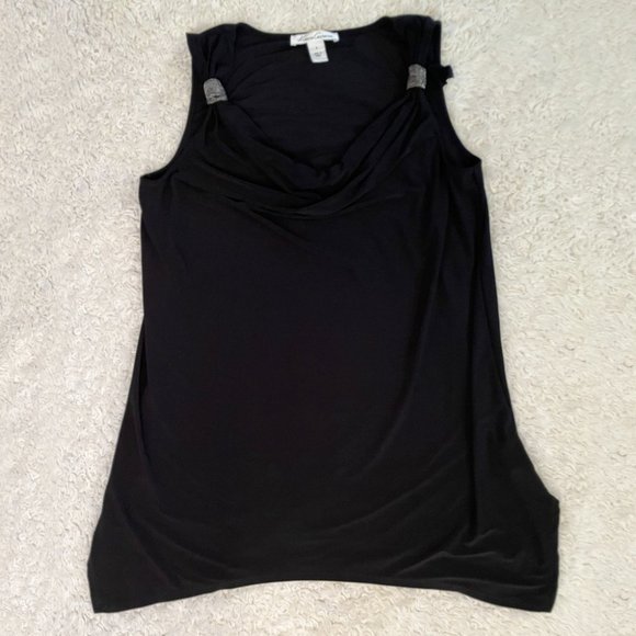 Kenneth Cole Black Drape Front Sleeveless Top - Picture 1 of 5